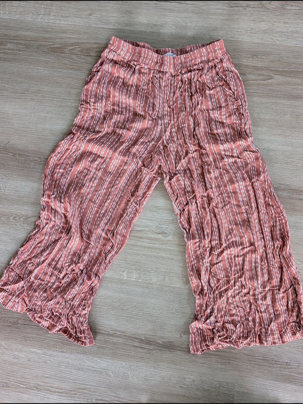 Carly Jean Los Angeles Rust-Striped Wide Leg Pants MEDIUM